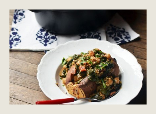 braised coconut spinach and chickpeas with lemon