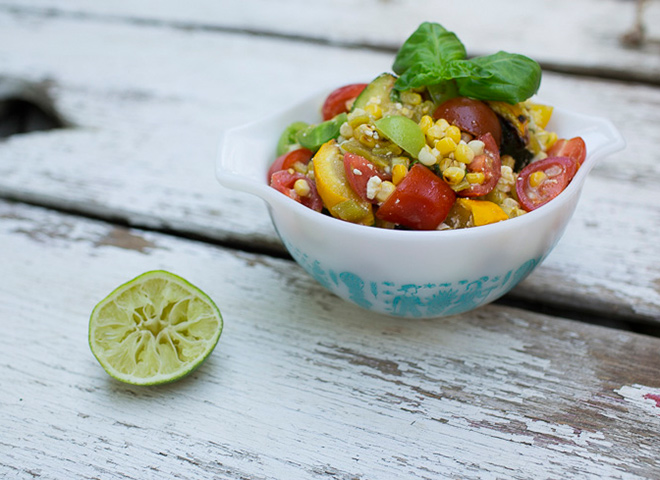 roasted corn and feta salad