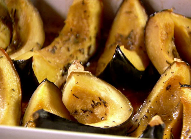 sweet roasted rosemary acorn squash wedges