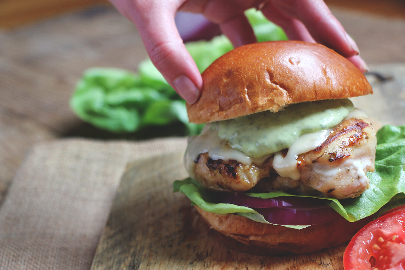 Grilled Chicken Sandwich with Garlic Pesto Mayo Lepp Farm Market