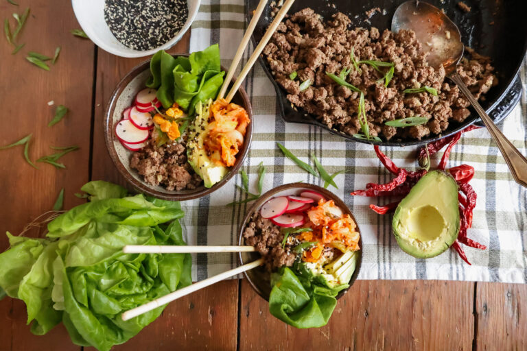 Ginger Beef Kimchi Bowls