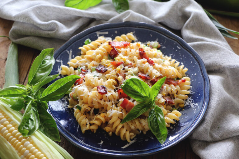 Corn, Bacon and Parmesan Pasta