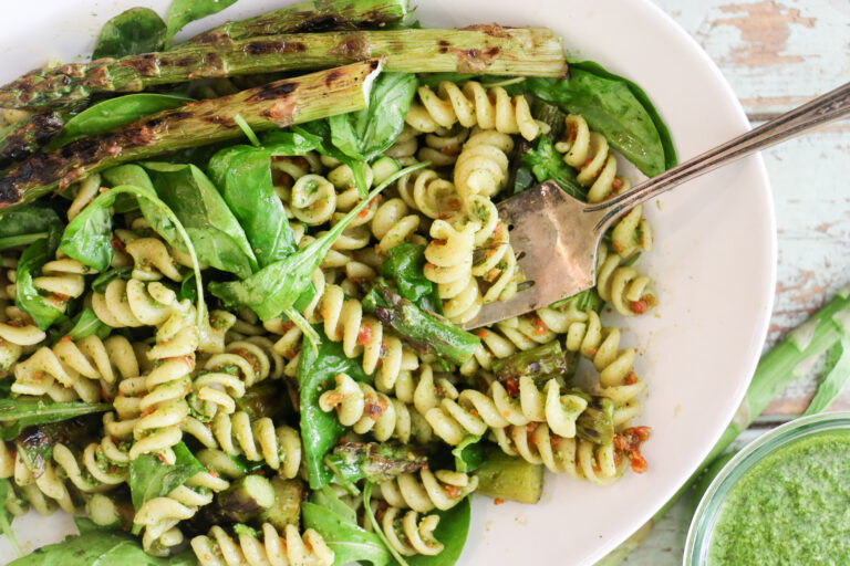 Spring Pasta Salad with Arugula Lemon Pesto