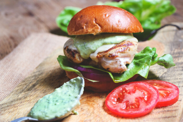 Grilled Chicken Sandwich with Garlic Pesto Mayo