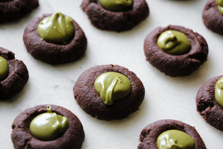 Chocolate Thumbprint Cookies with Favuzzi Pistachio Cream