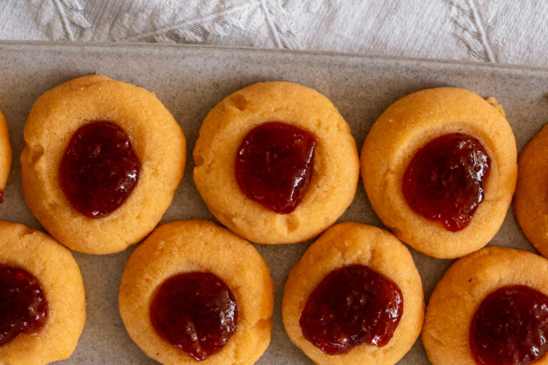Savoury Cheddar Jalapeno & Cranberry Thumbprint Cookies