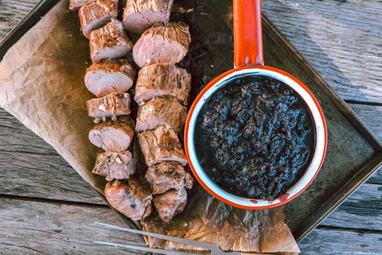 Pork Tenderloin with Blueberry Bacon BBQ Sauce