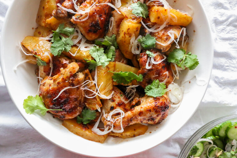 Sheet Pan Hot and Sour Pineapple Chicken
