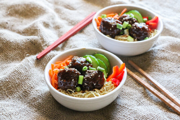 Mongolian Beef Meatballs (in a bowl!)