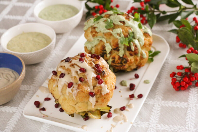 Roasted Cauliflower with Three Sauces