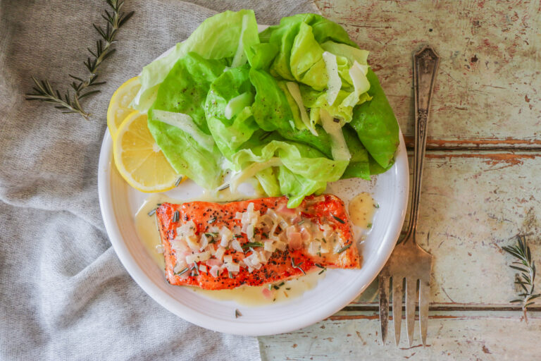 Sear-Roasted Salmon with Rosemary Lemon Butter Sauce