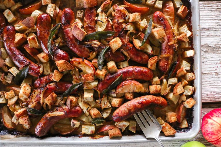Lepp’s Sausage and Apple Tray Bake