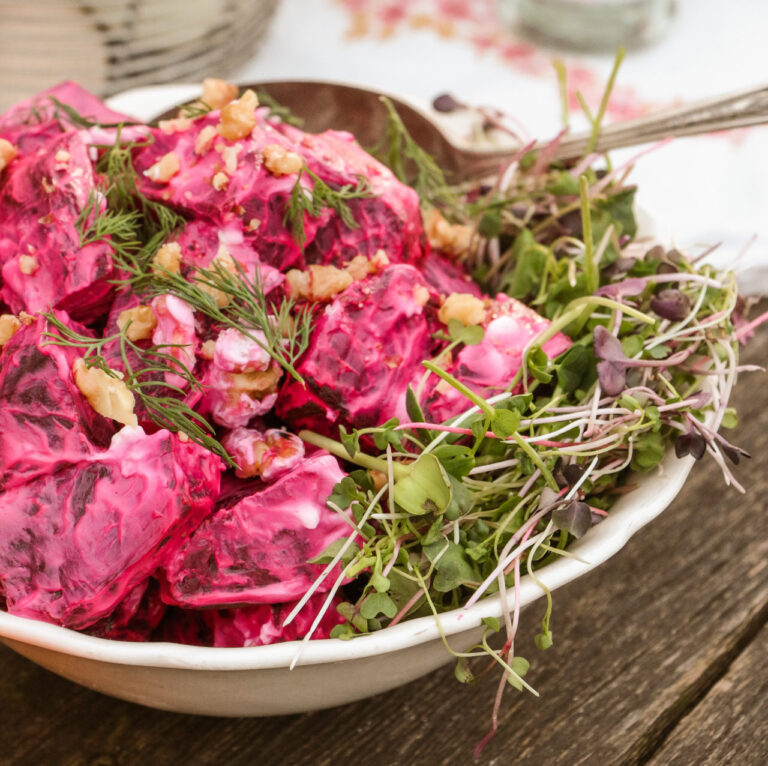 Roasted Baby Beets with Walnuts & Yogurt Dressing