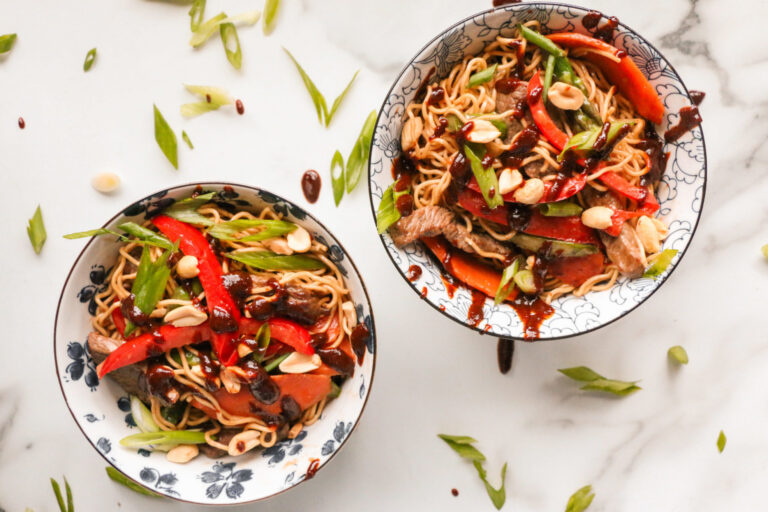 Spicy Peanut Noodles with Stir Fry Beef